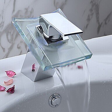 Auralum® Chrom Glas Wasserhahn Waschtisch Waschtischarmatur Armatur für Bad Wasserbecken Spüle