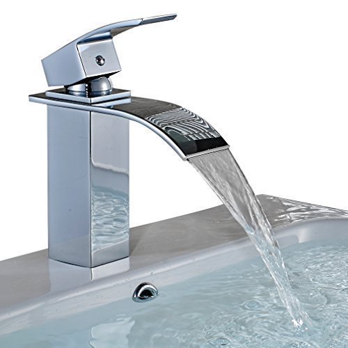 Auralum® Elegant Einhebel Mischbatterie Wasserhahn Armatur Waschtischarmatur Wasserfall Einhandmischer für Bad Badezimmer Waschbecken