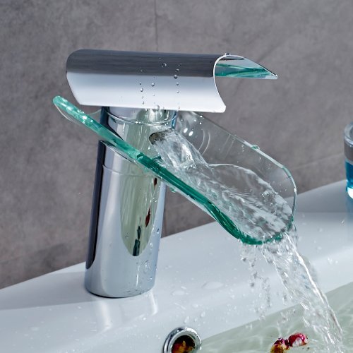 Auralum Wasserhahn Glas Spüle Waschtisch Waschtischarmatur Armatur für Bad