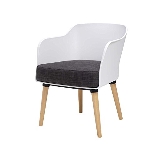 BUTIK Design Esszimmerstuhl Sax - Maße 77x61x49 cm - Sitzkissen aus hochwertiger Baumwolle (weiß/grau)