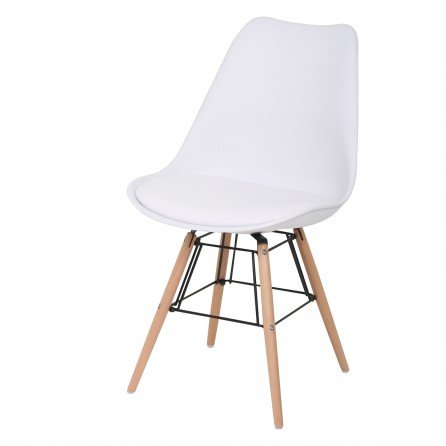 BUTIK Moderner Esszimmerstuhl Consilium Beech - Maße 83x48x39 cm - Sitzkissen aus hochwertigem Kunstleder (Weiß)