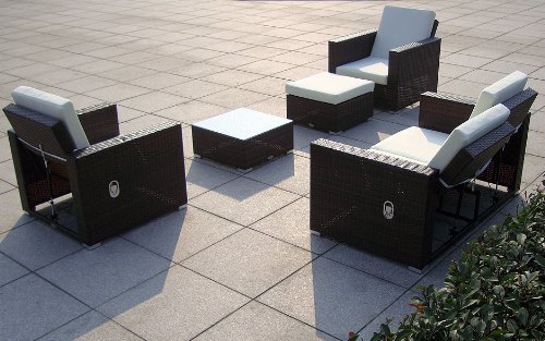 Baidani Gartenmöbel-Sets 10c00038.00002 Designer Lounge-Garnitur Move, 2-er-Sofa, 2 Sesse, 1 Hocker mit Auflage, 1 Couch-Tisch mit Glasplatte, braun Baidani Gartenmöbel-Sets 10c00038.00002 Designer Lounge-Garnitur Move, 2-er-Sofa, 2 Sesse, 1 Hocker mit Auflage, 1 Couch-Tisch mit Glasplatte, braun