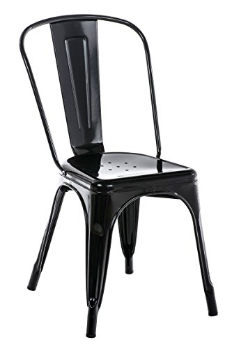 CLP stapelbarer Metall Stuhl BENEDIKT, Sitzhöhe 48 cm, klassich & robust schwarz
