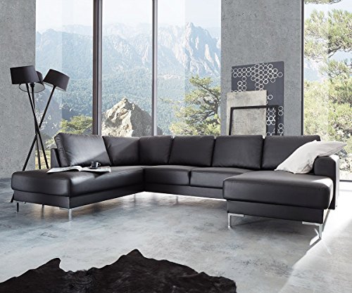 Couch Silas Schwarz 300x200 cm Ottomane Links Designer Wohnlandschaft