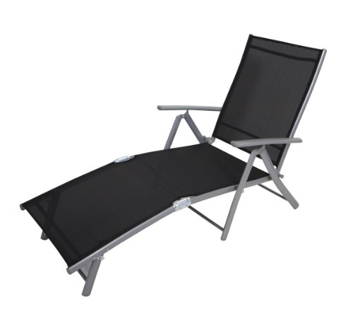Deckchair Sonnenliege Acapulco aus Alu + Textilgewebe, schwarz