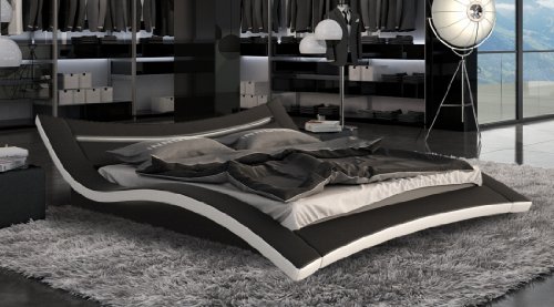Designerbett Bett Seducce 180 x 200 cm Schwarz/Weiß modernes Design Wasserbett geeignet inkl. LED Beleuchtung