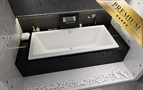 EXCLUSIVE LINE® Rechteck-badewanne Riho Lusso 180x90 mit Wannenfüße, Wannenträger und Viega Simplex Ablaufgarnitur im SET