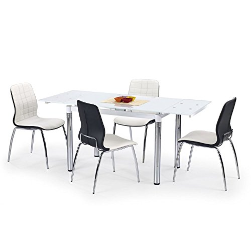 JUSThome L31 Esszimmertisch Ausziehtisch Küchentisch aus Glas Weiß (LxBxH): 110÷170x74x76 cm JUSThome L31 Esszimmertisch Ausziehtisch Küchentisch aus Glas Weiß (LxBxH): 110÷170x74x76 cm