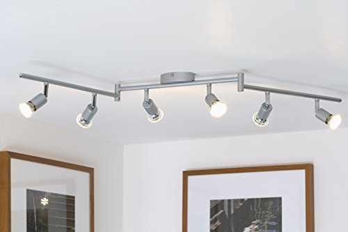 LED Decken-strahler / Decken-leuchte / Spot / GU10 / 6 x 3 Watt / 6 x 250 Lumen / schwenkbar / titanfarbig