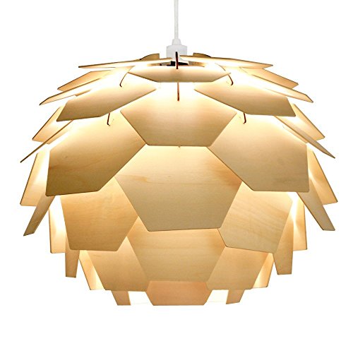 MiniSun - Moderner Lampenschirm aus Holz in Form der Artischocke und im Designerstil - für Hänge- und Pendelleuchte