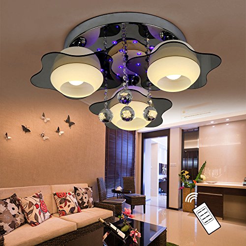 Natsen® LED Kristall Deckenleuchte Deckenlampe Designer Wohnzimmer Lampe 3-flammig LED E27 Fernbedienung Ø60