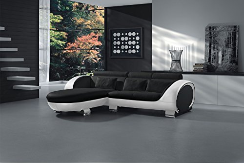 SAM® Ecksofa, Couch, Sofa Vigo Combi 1, 181 x 242 cm, in schwarz weiß links, hochwertige Wohnlandschaft, Polsterecke mit Samolux®-Bezug, mit edlen chromfarbenen Füße