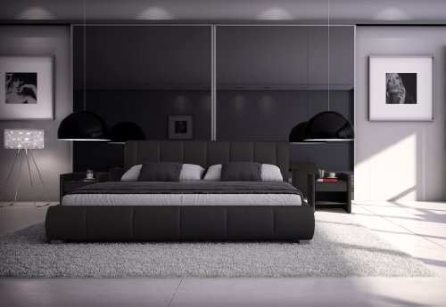SAM® Polsterbett Innocent Designbett Lumo, 140 x 200 cm in schwarz, Kopfteil im modernen abgesteppten Design, Bettgestell auch als Wasserbett geeignet