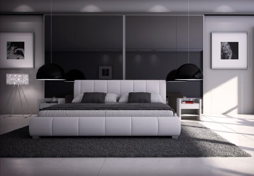 SAM® Polsterbett Innocent Designbett Lumo, 180 x 200 cm in weiß, Kopfteil im modernen abgesteppten Design, Bettgestell auch als Wasserbett geeignet