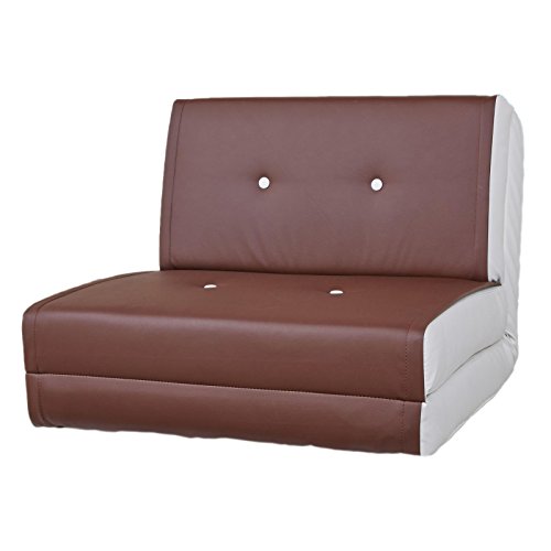 Schlafsessel Sessel Sofaliege JOSEFINA, Kunstlederbezug in braun/weiß mit verstellbarer Rückenlehne