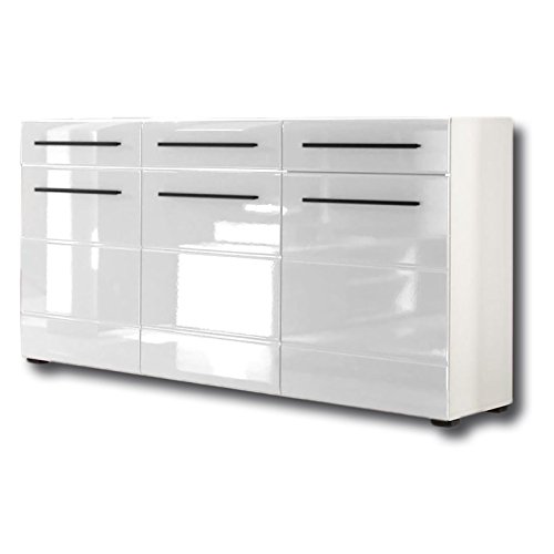 Sideboard Kommode Anrichte CLARA 150 cm breit in weiß Hochglanz mit 3 Türen und 3 Schubladen