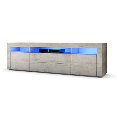 TV Board Lowboard Santa Fe 166cm in Beton-Optik inkl. LED Beleuchtung