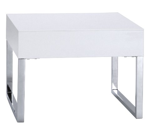 Tenzo 3040-001 Scala Designer Beistelltisch / Couchtisch, lackiert, matt, Untergestell Metall, verchromt, 40 x 55 x 55 cm (H x B x T), weiß