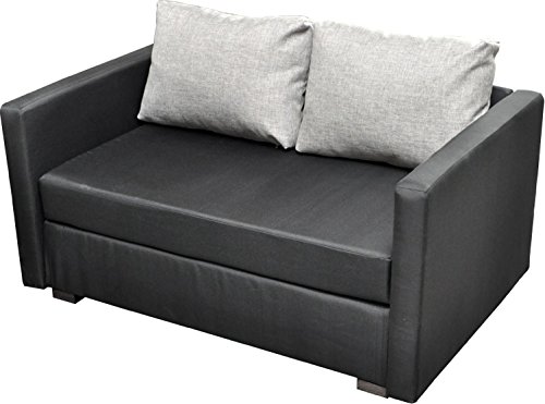 VCM 900057 2-er Couch "Engol" Sofa mit Schlaffunktion, schwarz