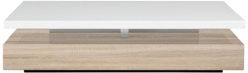 AC Design Furniture 48922 Couchtisch Jonte, Sonoma Eiche Nachbildung, ca. 117 x 29 x 58 cm, weiß hochglanz