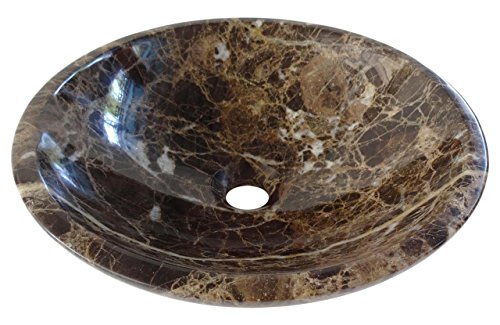Aufsatzwaschtisch, aus Naturstein dunkelbraun aus Marmor rund Waschbecken Spüle Badezimmer Kreis. 40 cm Durchmesser x 13 cm Tiefe (frb0038 NW)