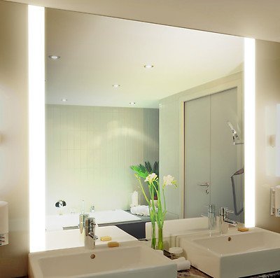 Badspiegel mit Beleuchtung Iona M313N2V: Design Spiegel für Badezimmer, beleuchtet mit Neon-Licht, modern - Kosmetik-Spiegel Toiletten-Spiegel Bad Spiegel Wand-Spiegel