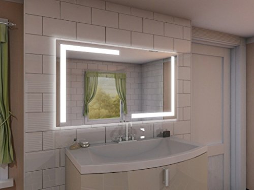 Badspiegel mit Beleuchtung Korlin M202L4: Design Spiegel für Badezimmer, beleuchtet mit LED-Licht, modern, groß, ohne Rahmen, rahmenlos - Kosmetik-Spiegel Toiletten-Spiegel Bad Spiegel Wand-Spiegel mit Beleuchtung