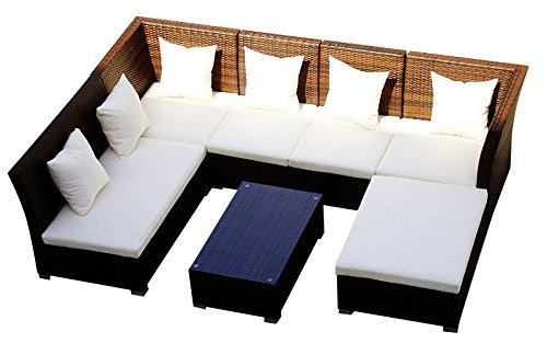 Baidani 10d00004.00002 Designer Lounge-Garnitur Thunder, 4-er Sofa, 2-er Sofa, 1 Hocker, Couch-Tisch mit Glasplatte, braun