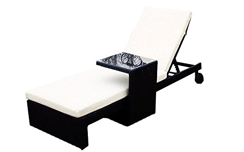 Baidani Gartenmöbel-Sets 10b00006.00001 Designer, Lounge-Liege Holiday, Liege, Beistelltisch, Auflage, schwarz