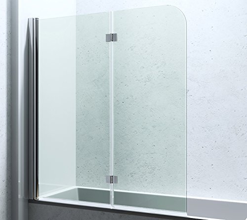 BxH: 117x141 cm Duschabtrennung Duschwand für Badewanne aus Glas Badewannenfaltwand CORTONA1408 / inkl. Nanobeschichtung, 6mm ESG-Sicherheitsglas,