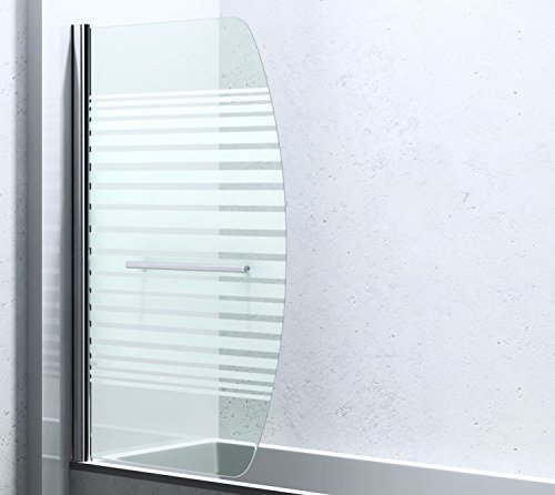 BxH: 94x140 cm Design Duschabtrennung / Duschwand für Ihre Badewanne Cortona112S, 6mm ESG-Sicherheitsglas teilsatiniert, inkl. Nano-Beschichtung