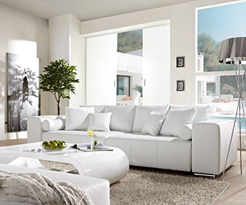Couch Marbeya Weiss 290x110 cm mit Schlaffunktion Big-Sofa