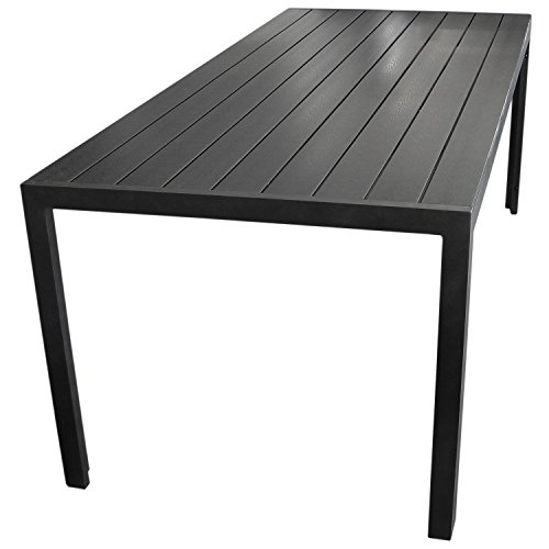 Gartentisch Terrassentisch mit Polywood / Non Wood - Tischplatte 150x90cm Aluminium - Schwarz / Gartenmöbel Terrassenmöbel