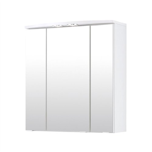Held Möbel 173.2096 Small Spiegelschrank , 3 türig / 6 Einlegeböden / 2 Halogenstrahler / 60 x 64 x 20 cm / weiß