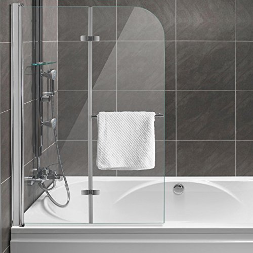 Homelux Badewannenaufsatz Badewannenfaltwand Faltduschwand (B x H) 95 X 140 cm, Sicherheitsglas 6 mm mit Lotuseffekt
