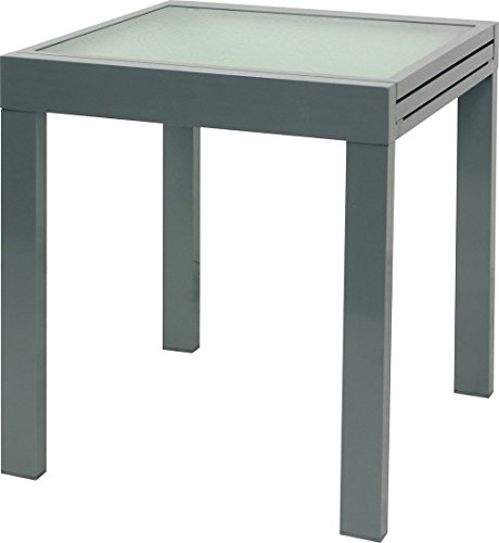 IB-Style - DIPLOMAT Gartentisch-S | Aluminium SILBERMATT | Premium Ausziehtisch silbermatt 65 -130 cm Gartentisch