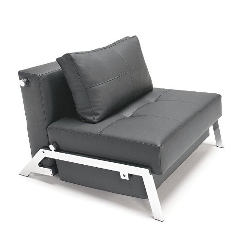 Innovation Cubed 90 Sessel / Schlafsessel, LT schwarz Gestell chrom Kunstleder