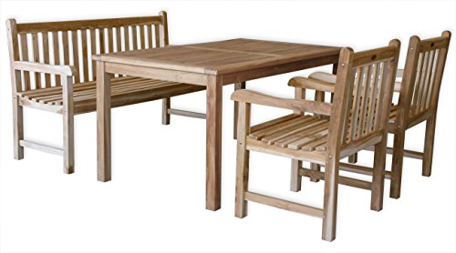 KMH®, Gartensitzgruppe "Classic" mit 150 cm langem Tisch für 5 Personen (ECHT TEAK) (#102203)