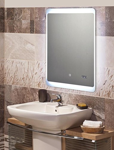 KROLLMANN Badspiegel mit LED Beleuchtung / Touch Sensor, Satinierte Lichtflächen, 120 x 50 cm [Energieklasse A+]