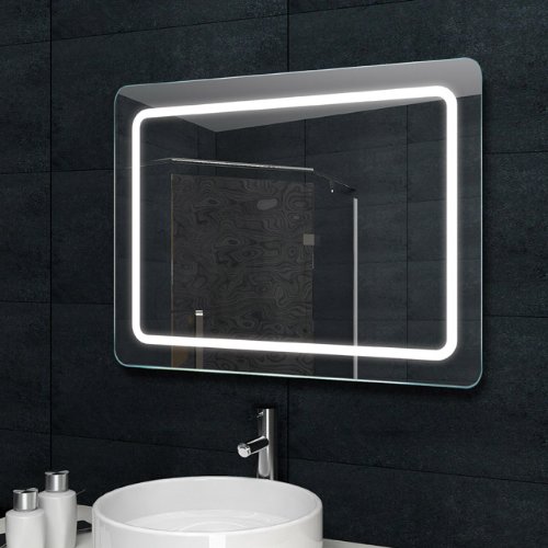 Lux-aqua Design Lichtspiegel Badezimmerspiegel LED Beleuchtung mit 1050 Lumen 80 x 60 cm MF6980