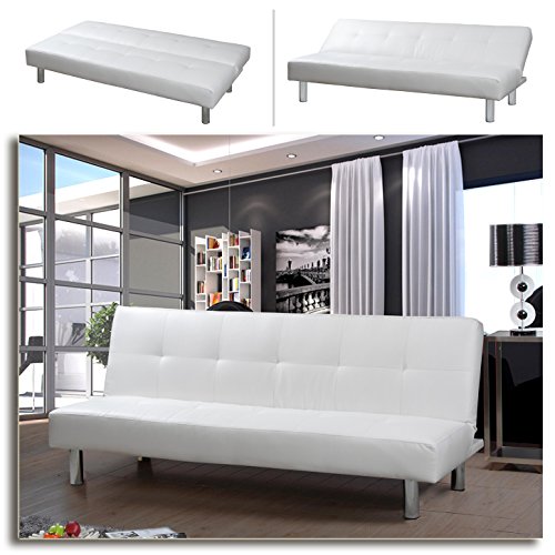"MILA" SCHLAFSOFA WEISS BETTSOFA SCHLAFCOUCH SOFA BETTCOUCH LOUNGE COUCH