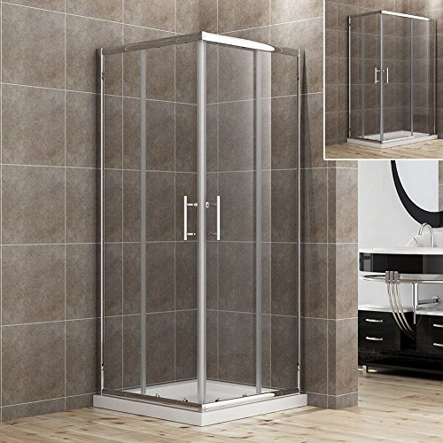 Neueröffnung 900x700mm Duschkabine Eckeinstieg Doppel Schiebetür Echtglas Duschwand