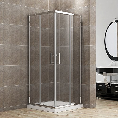 Neueröffnung 900x900mm Duschkabine Eckeinstieg Doppel Schiebetür Echtglas Duschwand