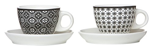 Ritzenhoff & Breker 083309 Espresso-Set Maya, 4-teilig, 80 ml, Porzellangeschirr, weiß/schwarz