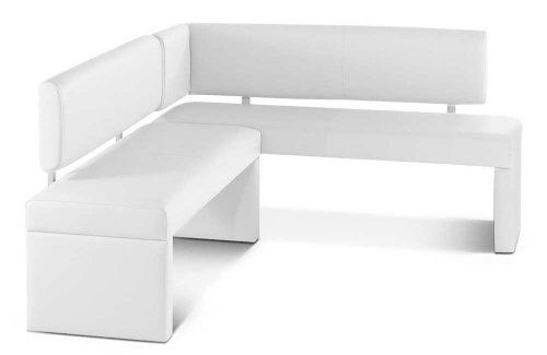 SAM® Design Esszimmer, Eckbank Lena klein, 130 x 180 cm, in weiß, Sitzbank aus recyceltem Samolux-Kunstleder, beidseitig aufbaubare Sitzgruppe mit Rückenlehne