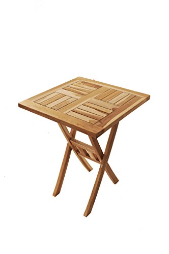 SAM® Teak-Holz Balkontisch, Gartentisch Square 60x60 cm quadratischer, zusammenklappbarer Holztisch, leicht zu verstauen