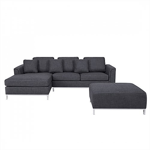 Sofa Grau - Couch - Ecksofa R - Sofalandschaft - Sofagarnitur - Stoffsofa - OSLO