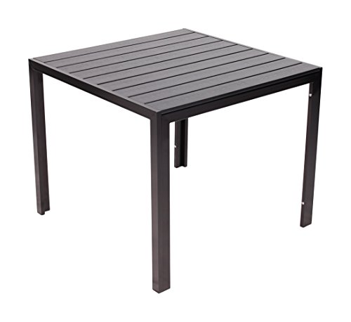Vanage Esstische Polywood-Alu Gartentisch mit Aluminiumgestell 90 x 90 Helsinki, schwarz