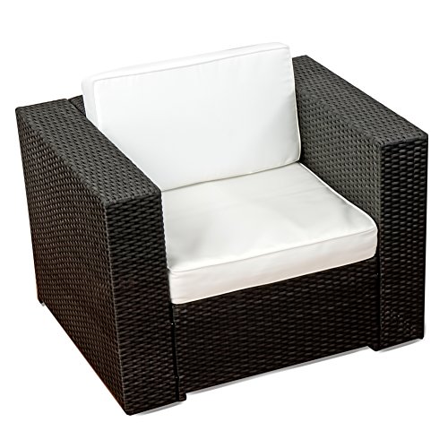 XINRO (1er) Premium Lounge Sessel - Lounge Sofa Gartenmöbel günstig Loungesofa Polyrattan XXL Rattan Sessel - In/Outdoor - handgeflochten - mit Kissen - schwarz