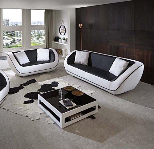 SAM® Design Polstergarnitur Navarra Sofa Garnitur 2tlg. In schwarz - weiß besteht aus einem 3-Sitzer Sofa + 2-Sitzer Sofa inklusive Kissen, futuristisches Design, angenehmer Sitzkomfort, pflegeleichte Oberfläche Lieferung montiert per Spedition